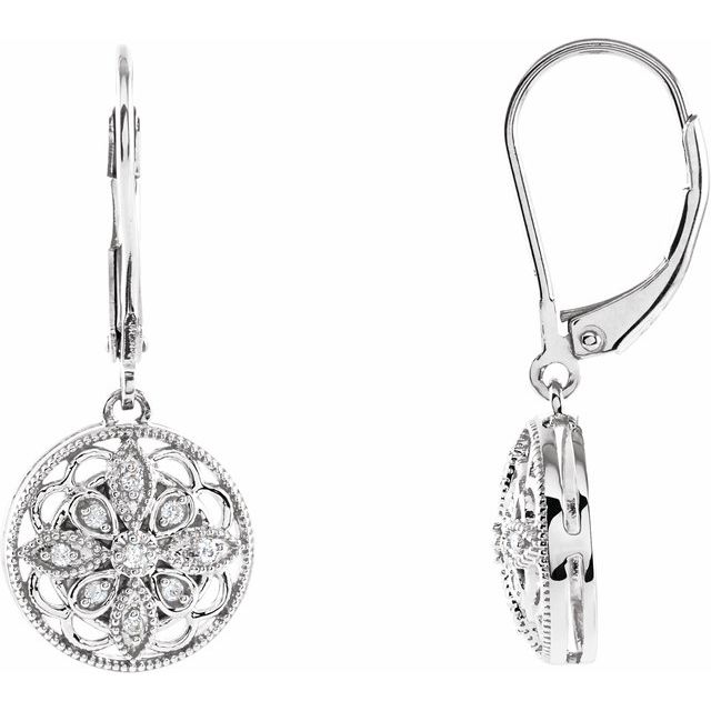 Sterling Silver 1/10 CTW Natural Diamond Lever Back Earrings