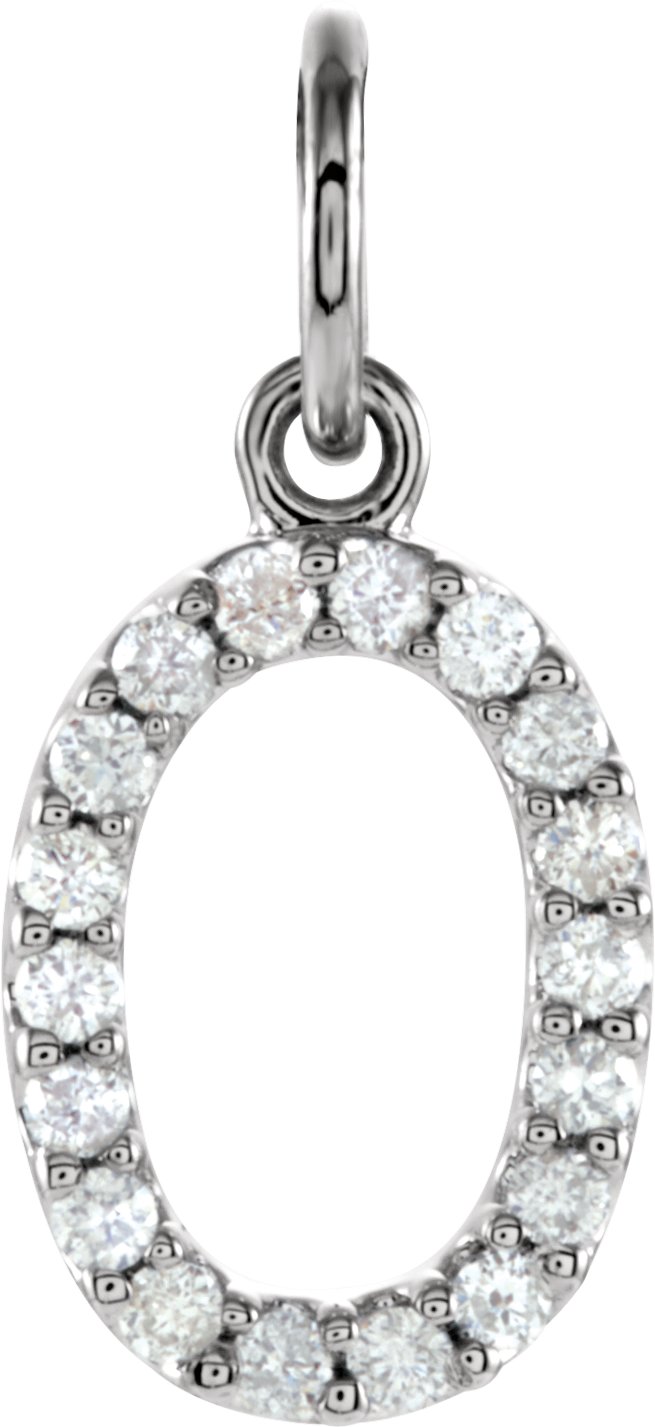 14K White .08 CTW Natural Diamond Numeral 0 Charm