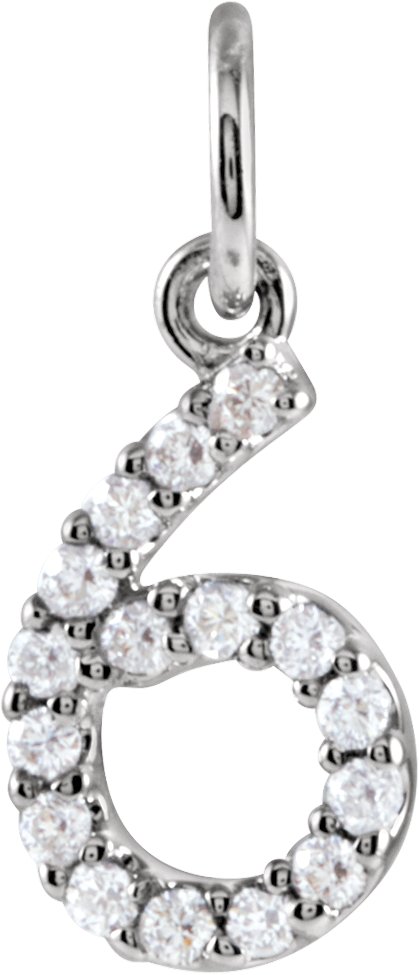 14K White .07 CTW Natural Diamond Numeral 6 Charm