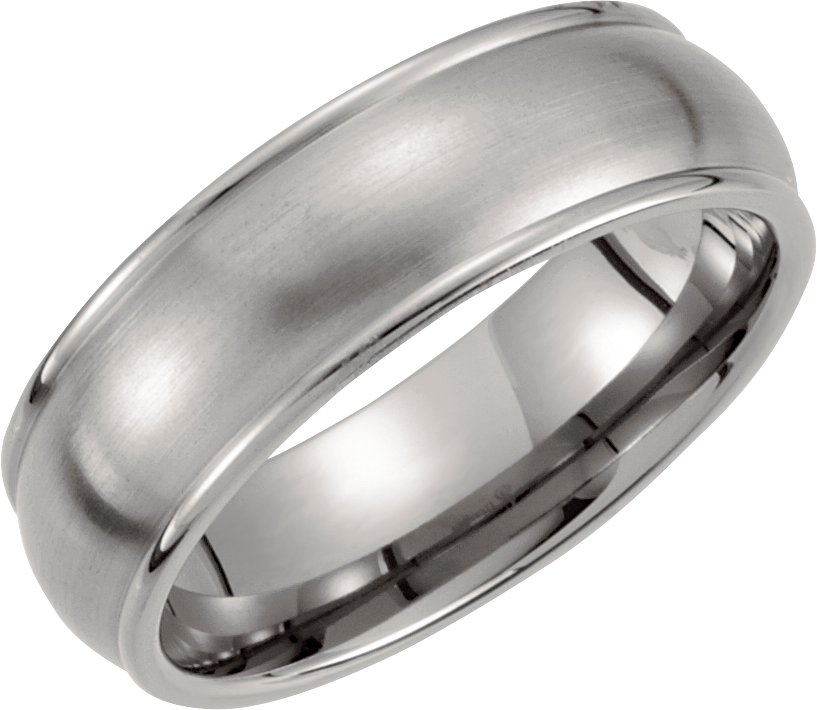 Titanium 7 mm Grooved & Satin Finish Band Size 6