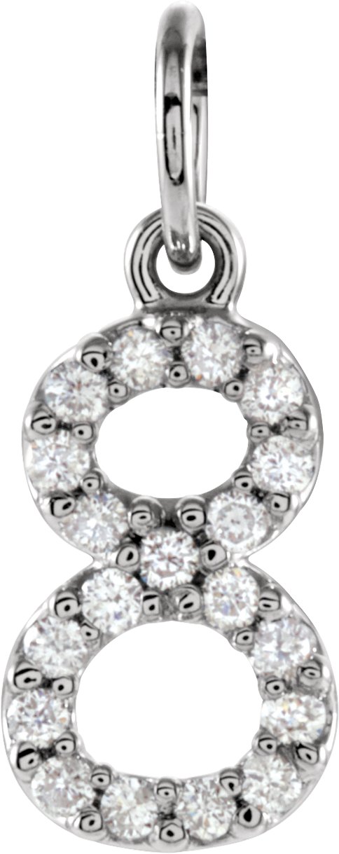 14K White Gold .08 Ctw Diamond Numeric Charm Or Pendant-