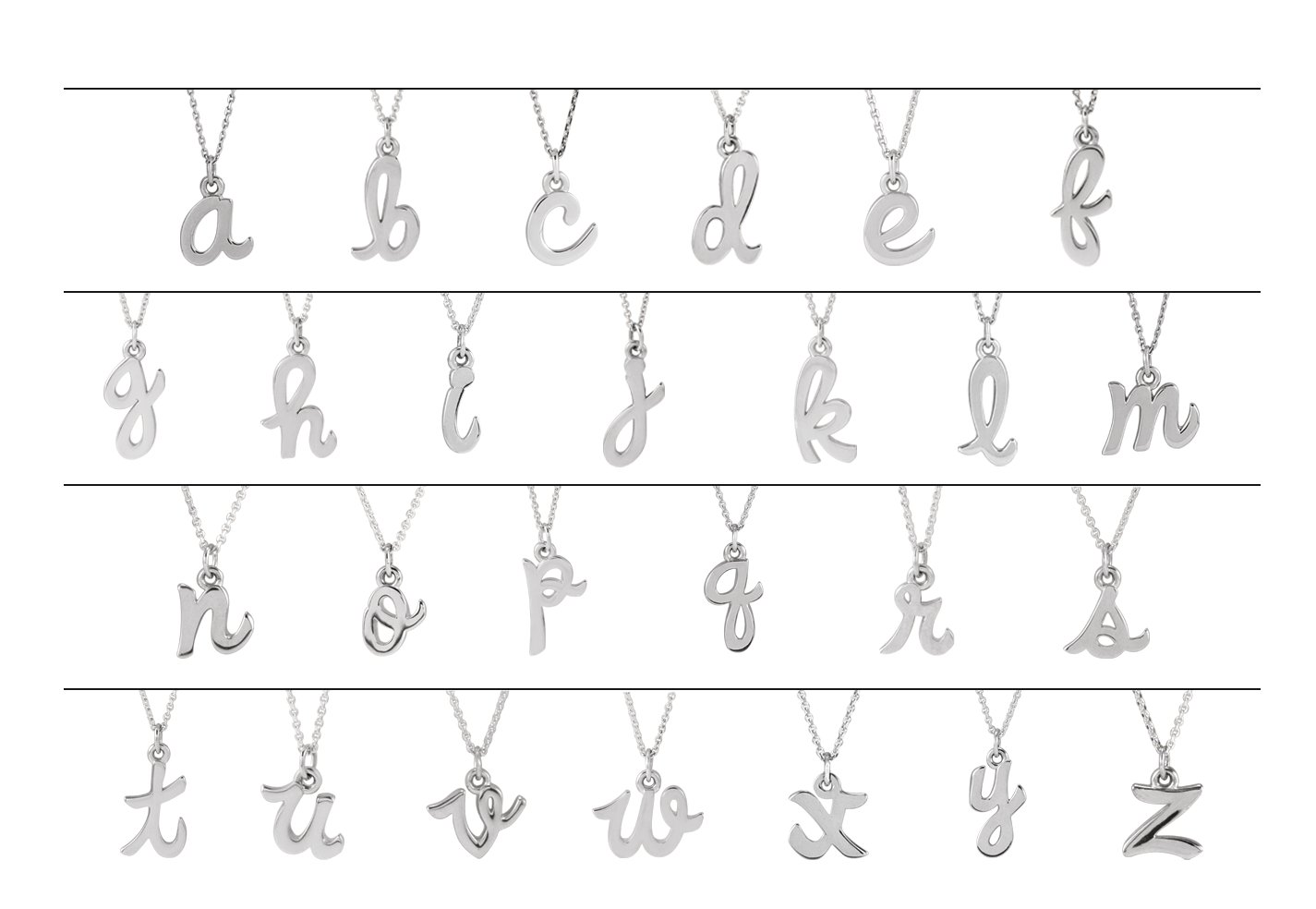 14K White Petite Initial N Pendant