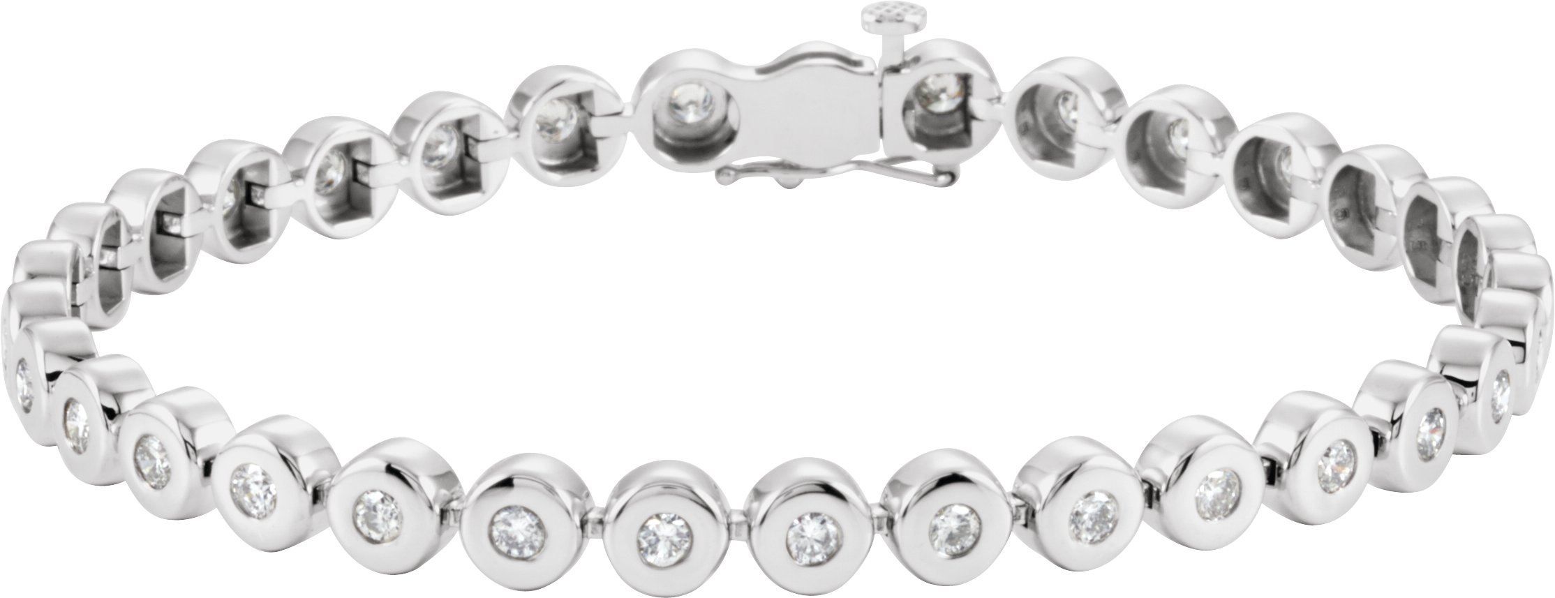 14K White 2 CTW Diamond Bezel-Set Line 7" Bracelet