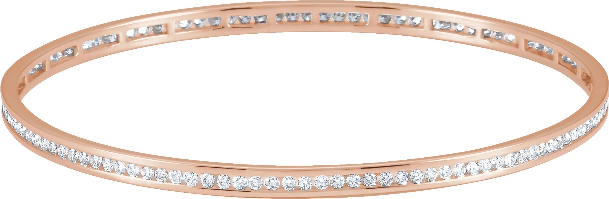 14K Rose 2 1/4 CTW Natural Diamond Stackable Bangle 8" Bracelet