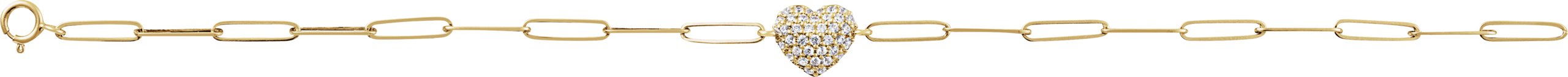 14K Yellow 1/3 CTW Natural Diamond Heart & Paperclip-Style 7 Bracelet