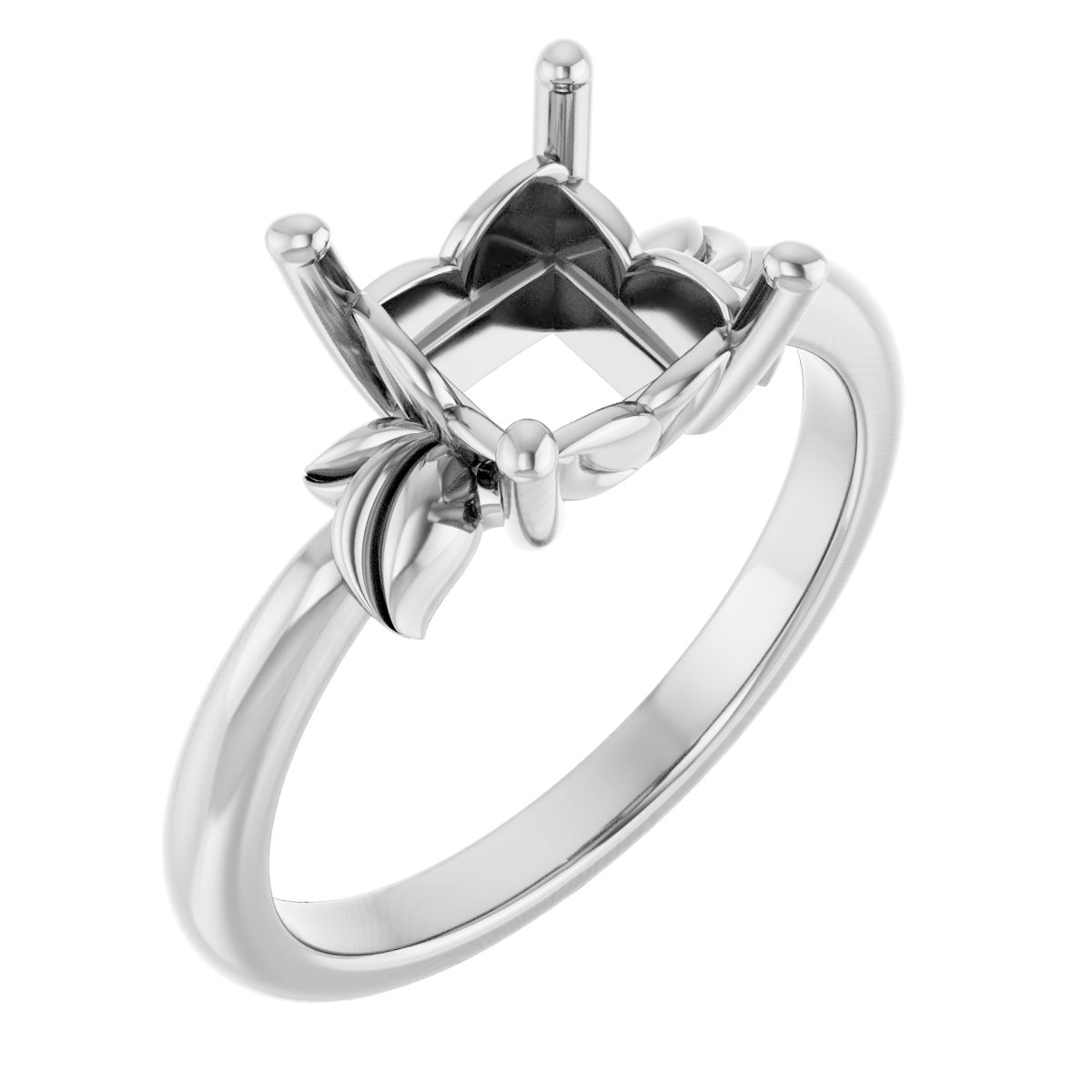 14K White 6.5 mm Square Ring Mounting