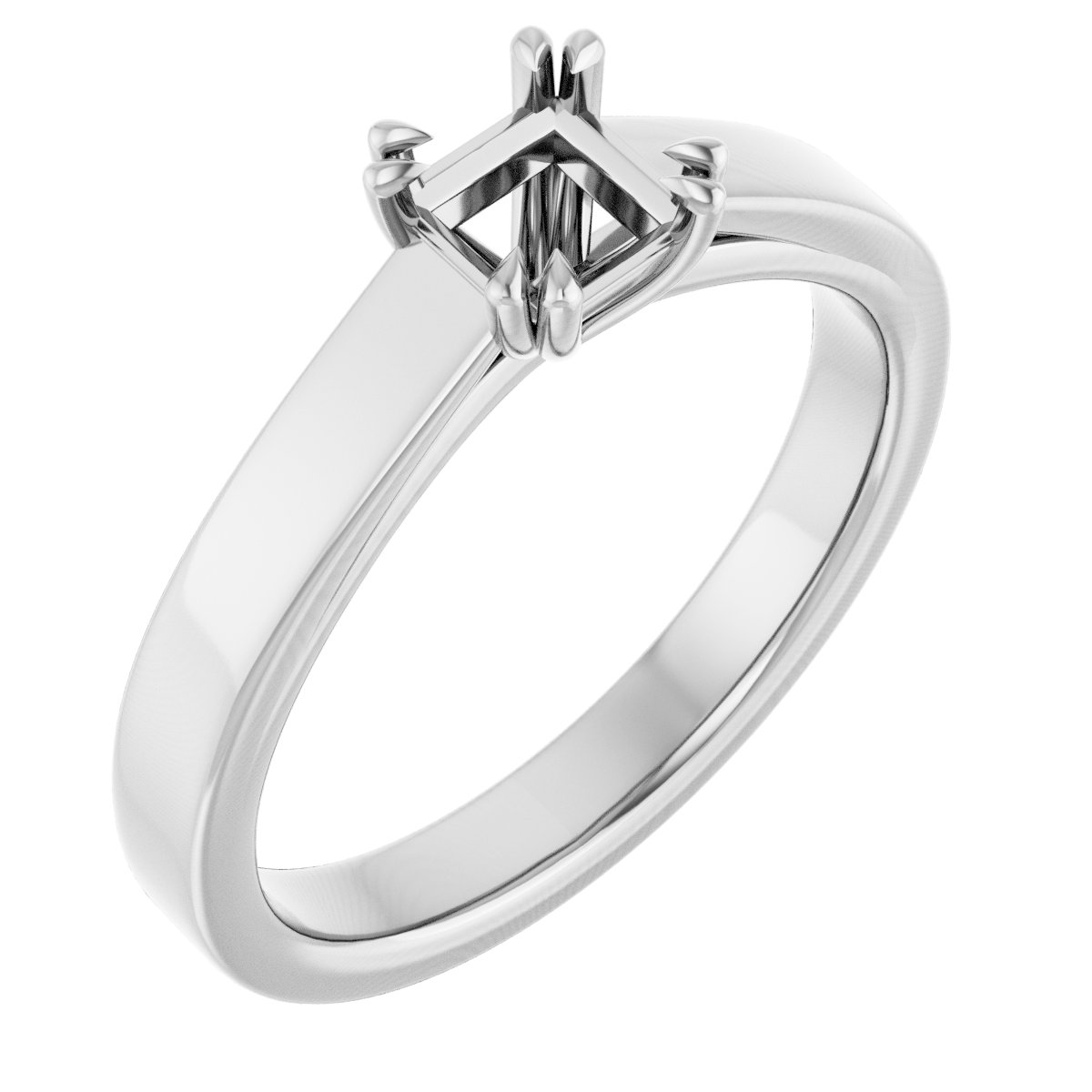 14K White 4.5x4.5 mm Square Engagement Ring Mounting