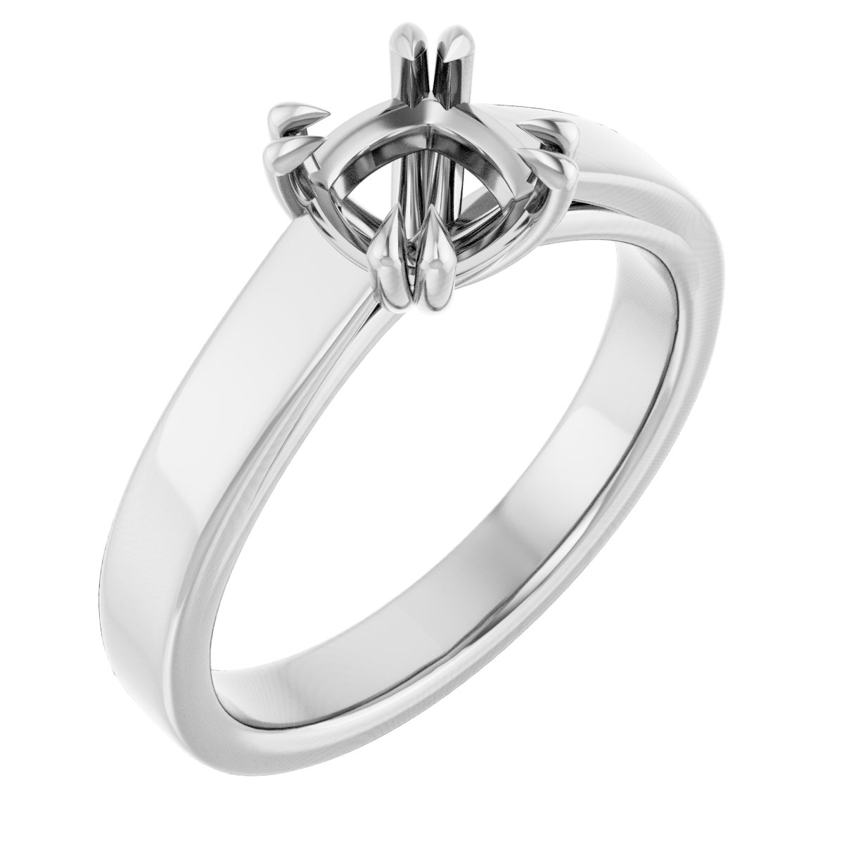 14K White 6x6 mm Cushion Engagement Ring Mounting