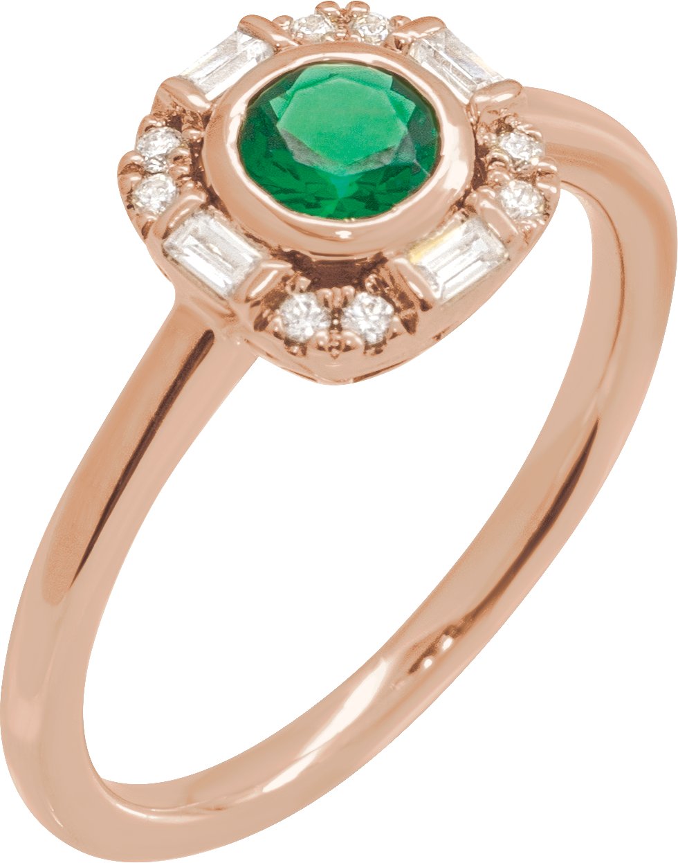 14K Rose Natural Emerald and .17 CTW Natural Diamond Ring Ref 21912292