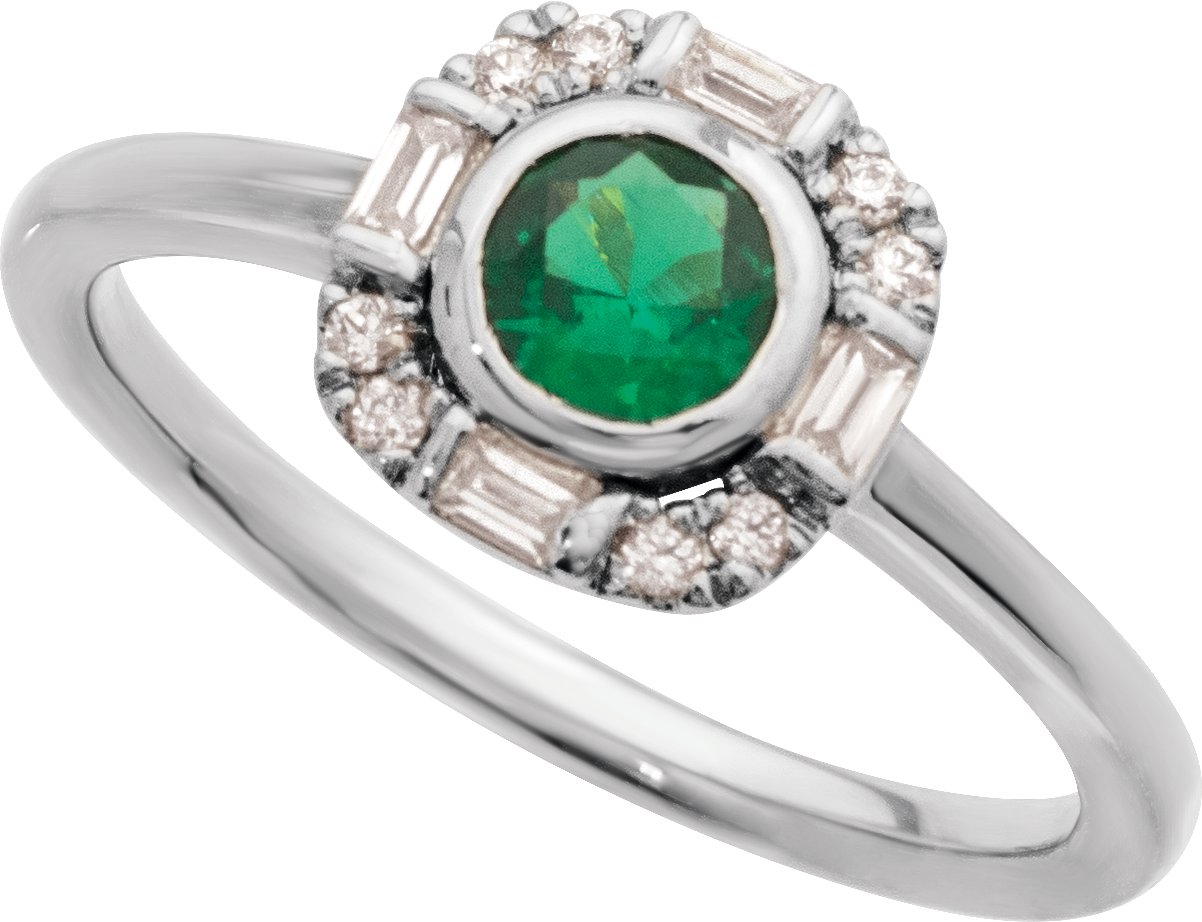 Natural Emerald & 1/6 CTW Natural Diamond Ring view 4