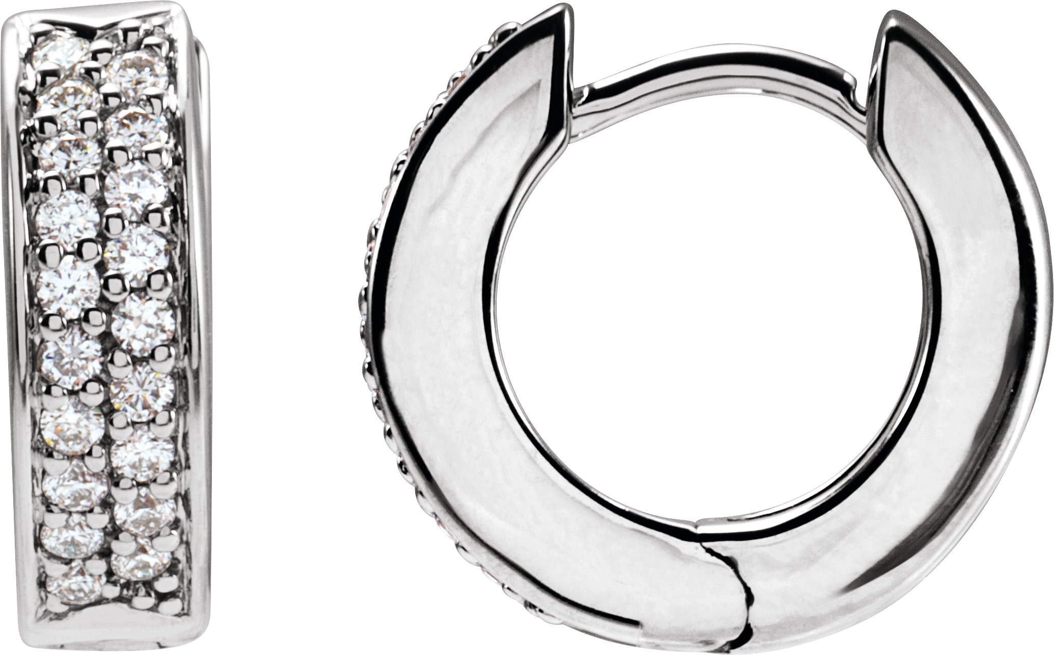 14K White 1/3 CTW  Natural Diamond 13.4 mm Hoop Earrings