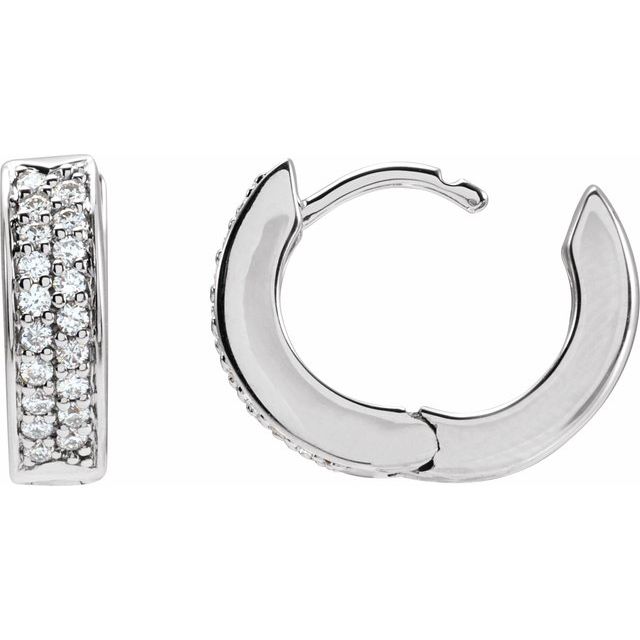 14K White 1/3 CTW  Natural Diamond 13.4 mm Hoop Earrings