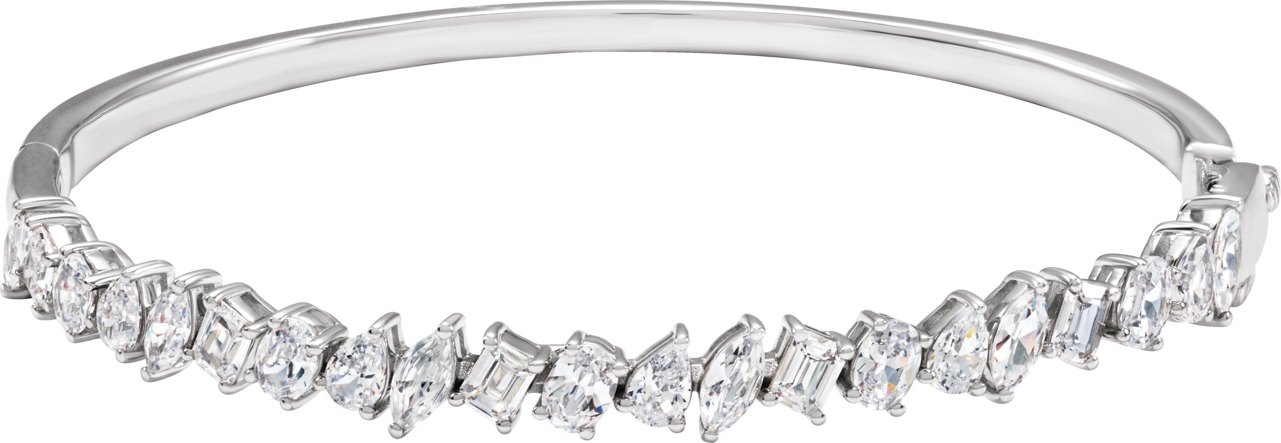 14K White 4 1/5 CTW Lab-Grown Diamond Bangle 7" Bracelet