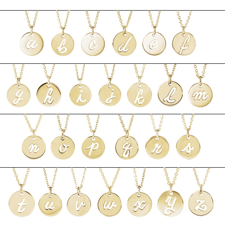 14K Yellow Script Initial A 16-18 Necklace 