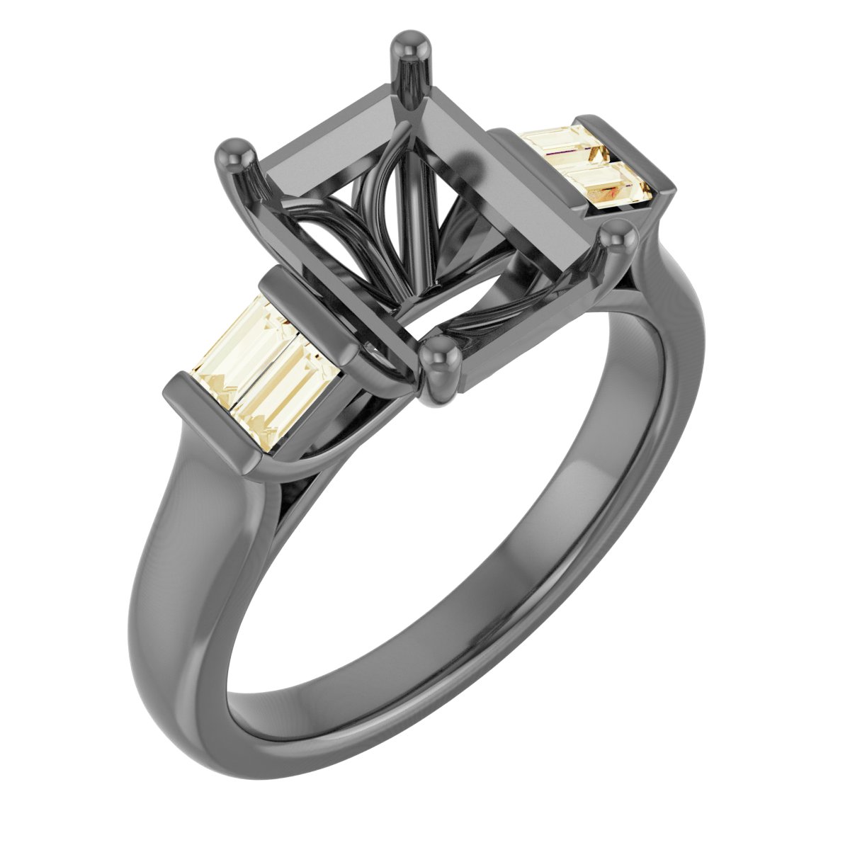 14K Yellow 9x7 mm Emerald 1/4 CTW Lab-Grown Diamond Semi-Set Engagement Ring