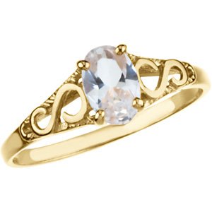 14K Yellow April Imitation Birthstone Ring 