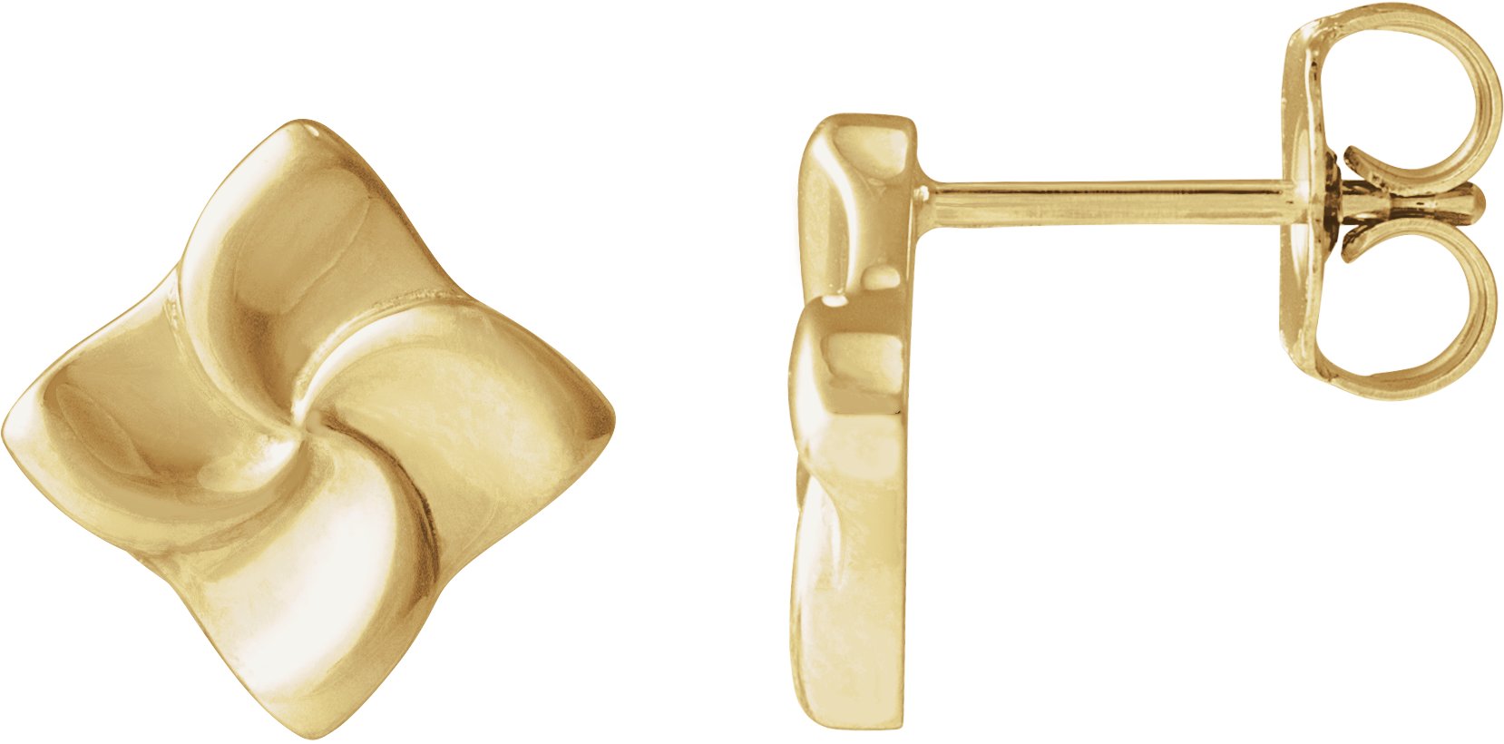 14K Yellow Swirl Earrings