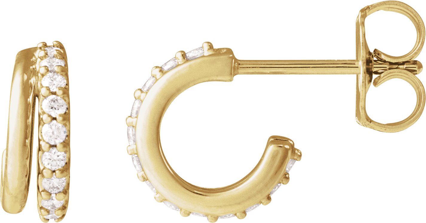 14K Yellow 1/6 CTW Lab-Grown Diamond Hoop Earrings