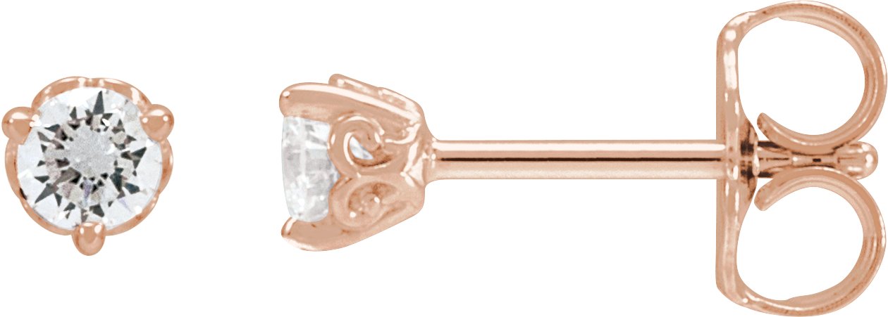 Round 3-Prong Scroll Stud Earrings