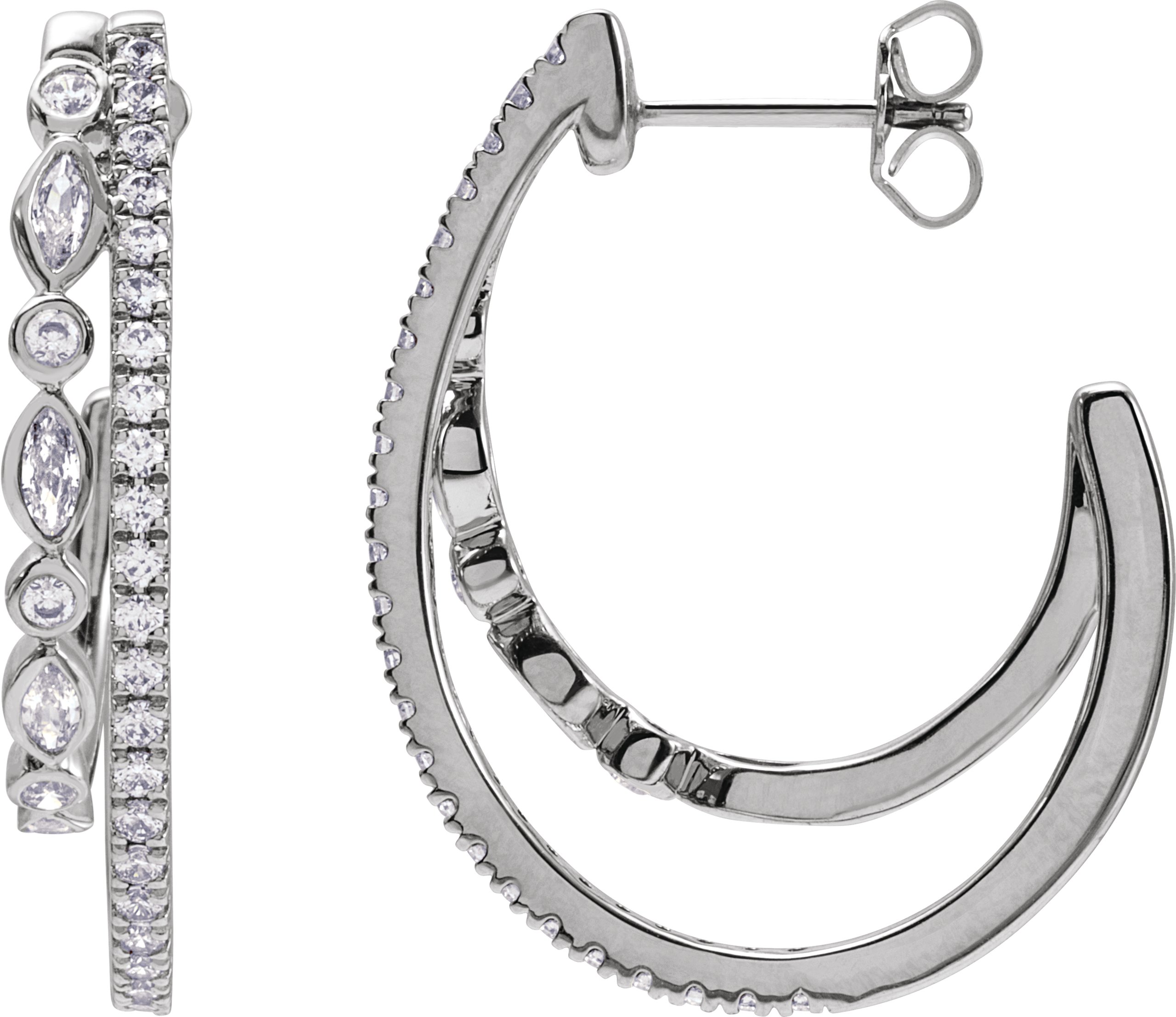 14K White 1 1/5 CTW Lab-Grown Diamond 30.5 mm Hoop Earrings