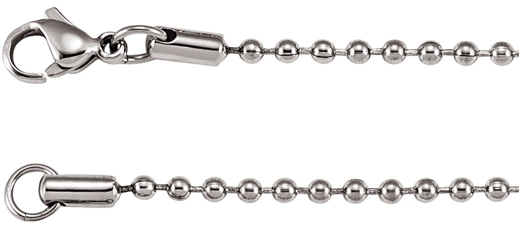 Stainless Steel 2.4 mm Hollow Bead 18" Chain
