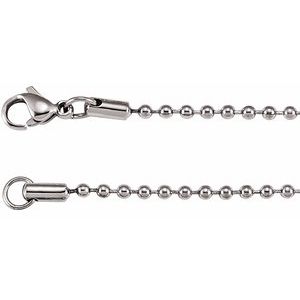 Stainless Steel 2.4 mm Hollow Bead 30" Chain
