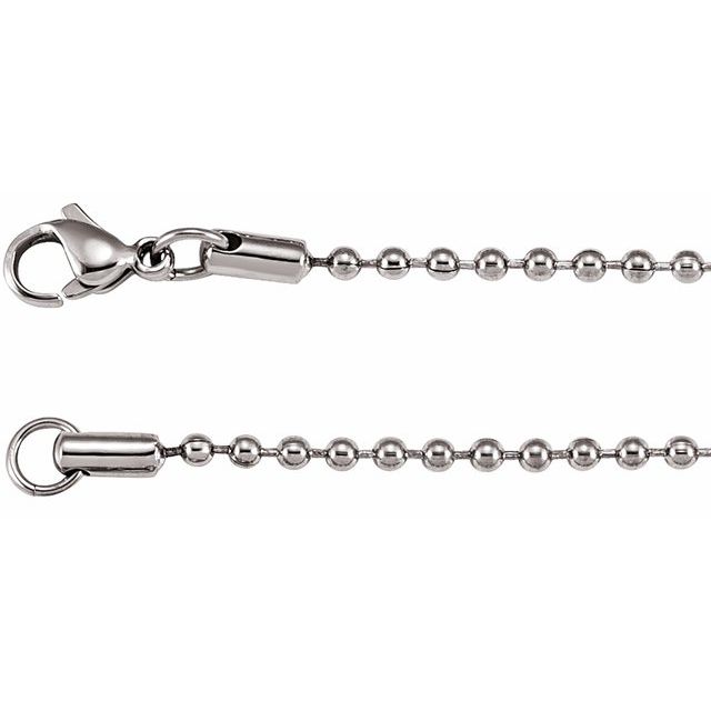 Stainless Steel 2.4 mm Hollow Bead 20" Chain
