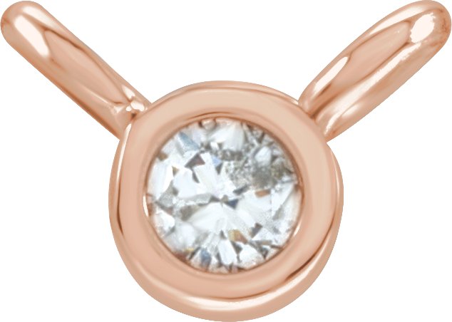 14K Rose .015 CT Natural Diamond Bezel-Set Necklace Center