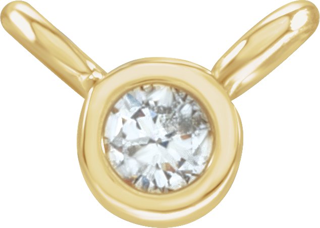 14K Yellow .015 CT Natural Diamond Bezel-Set Necklace Center