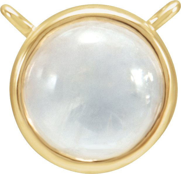 14K Yellow Gold Natural Rainbow Moonstone Cabochon Necklace Center