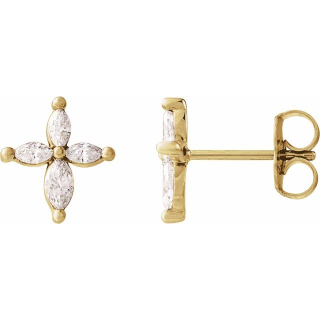 14K Yellow 1/3 CTW Natural Diamond Cross Earrings 