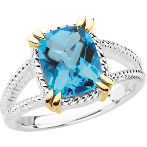 Sterling Silver Natural Swiss Blue Topaz Ring