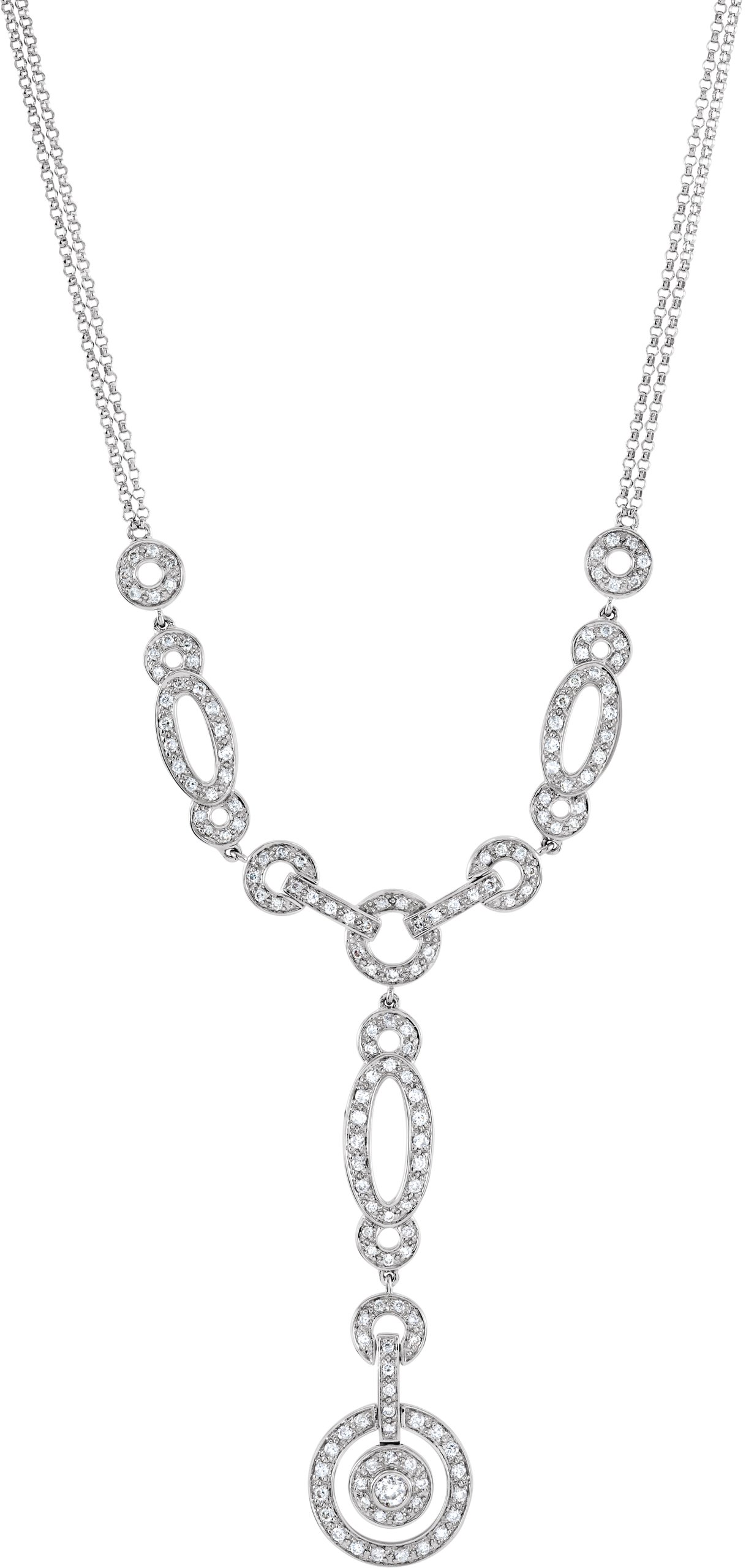 14K White 1 CTW Diamond "Y" 18" Necklace