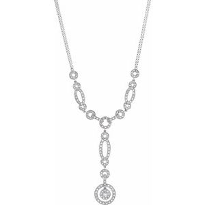 14K White 1 CTW Diamond "Y" 18" Necklace