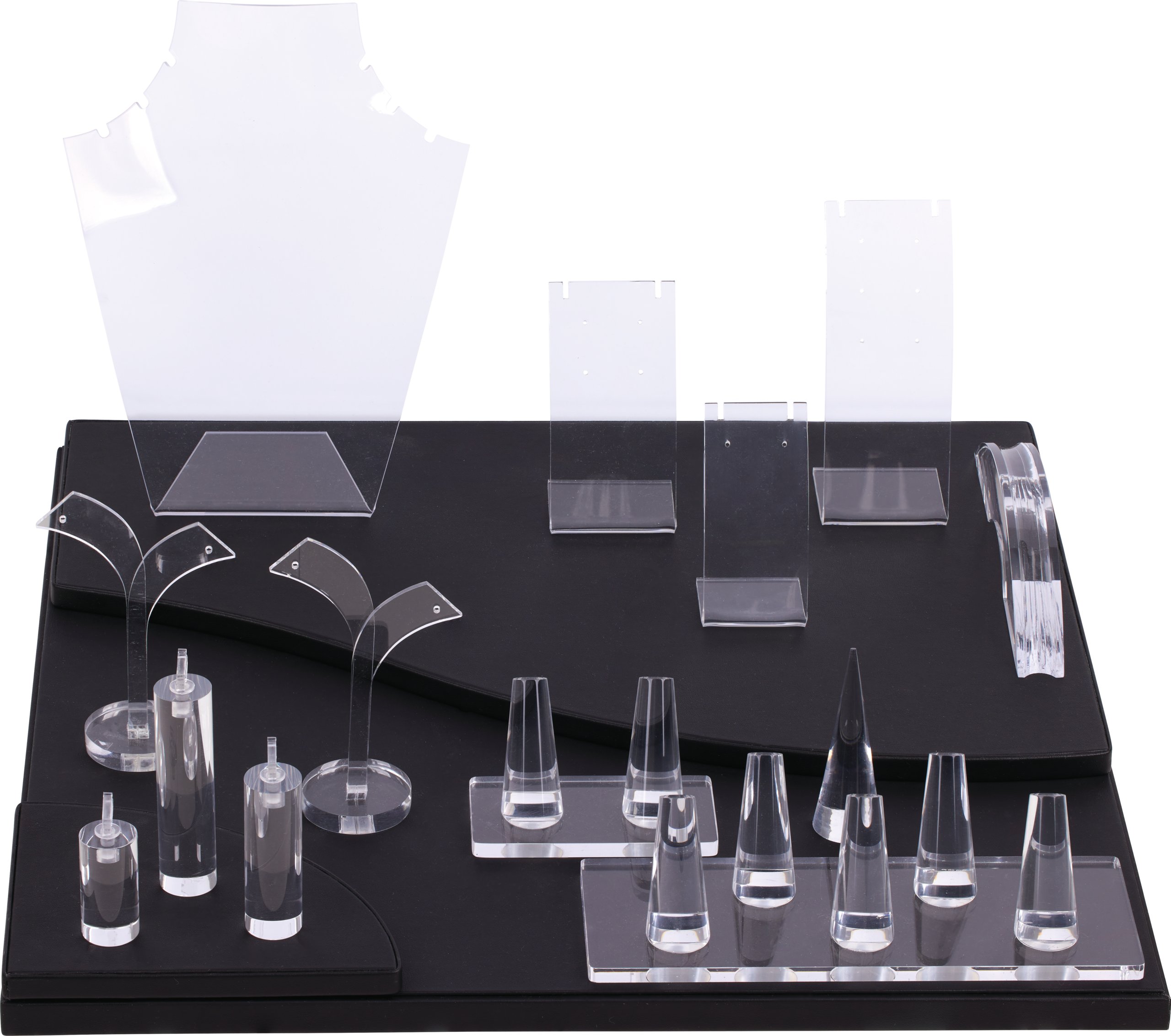 Black Leatherette 16-Piece Multifunctional Display Set