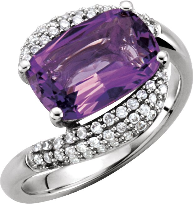 14K White Amethyst & 3/8 CTW Diamond Ring