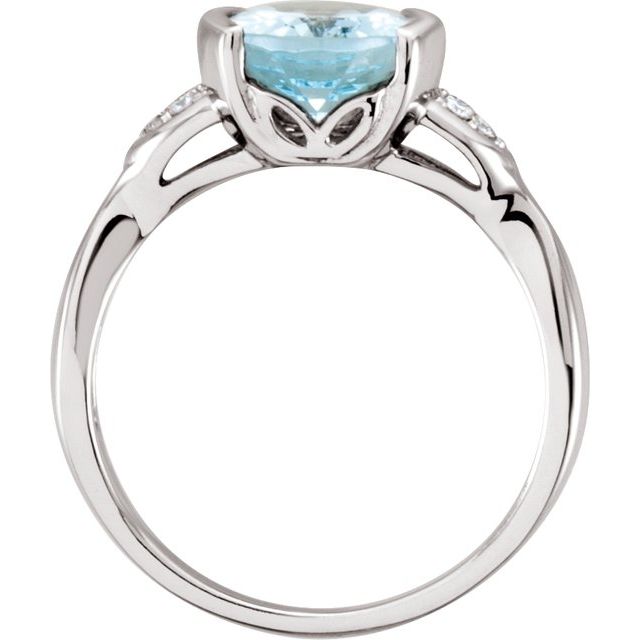14K White Aquamarine & .06 CTW Natural Diamond Ring