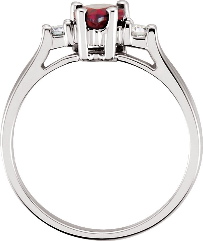Alternative view of Natural Mozambique Garnet And 1/10 CTW Natural Diamond Ring – 14K White Gold
