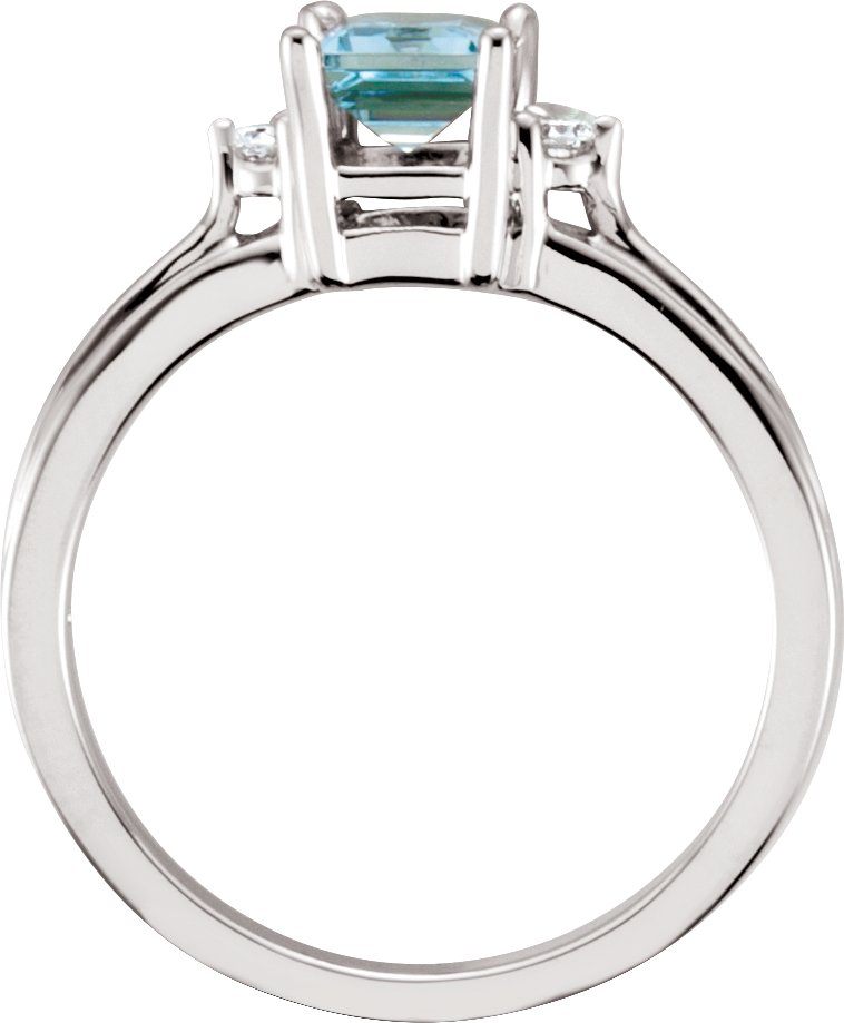 Alternative view of Natural Aquamarine And .06 CTW Natural Diamond Ring – 14K White Gold