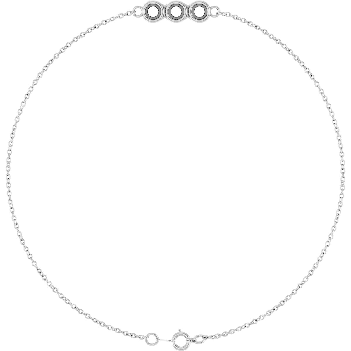 14K White 3 mm Round Three-Stone Line  7