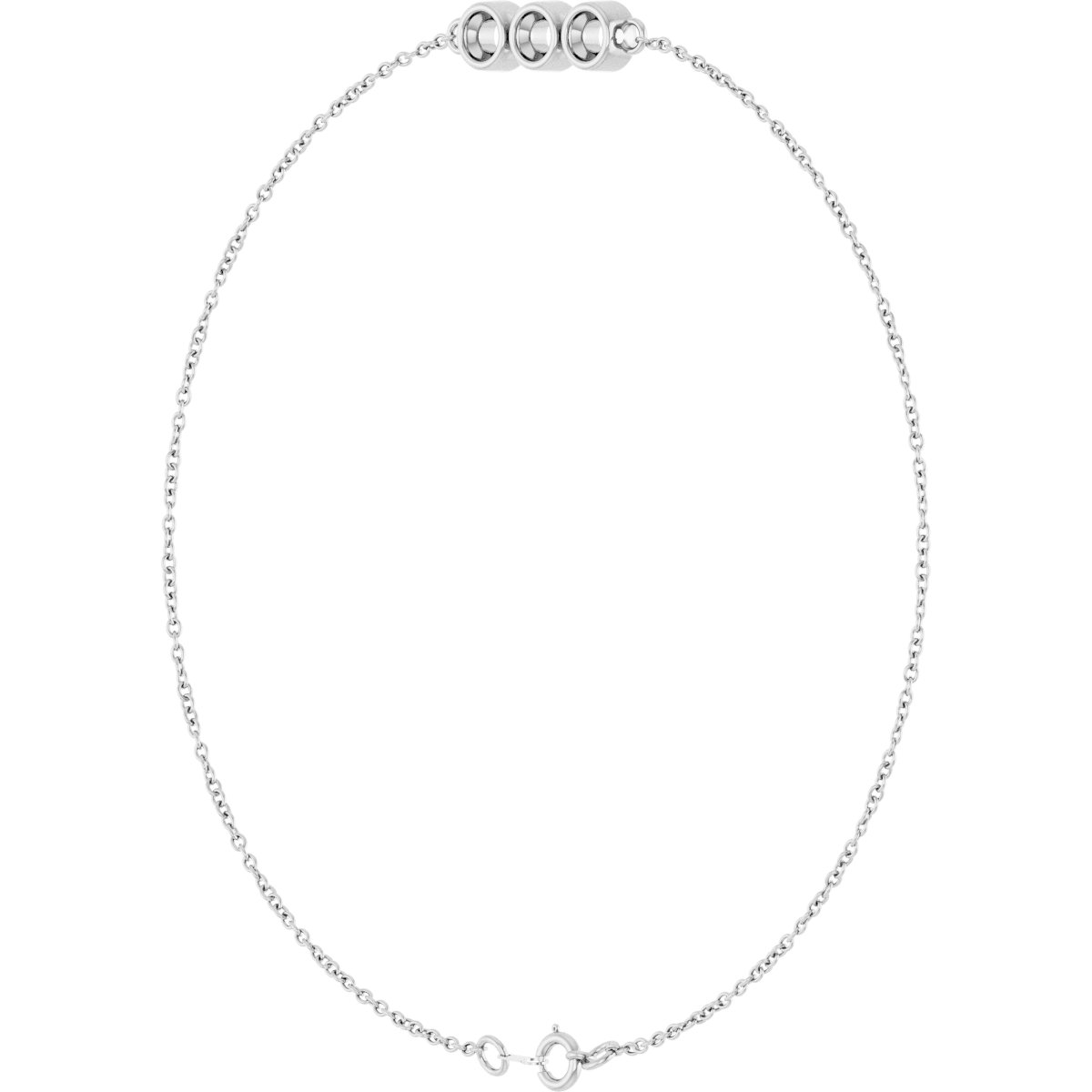 14K White 3 mm Round Three-Stone Line  7