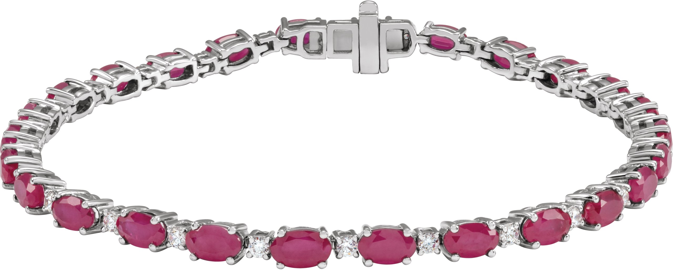 14K White Lab-Grown Ruby & 5/8 CTW Lab-Grown Diamond Line 7" Bracelet