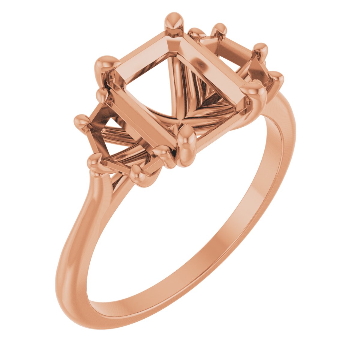 Claw-Prong Three-Stone Engagement Ring or Band