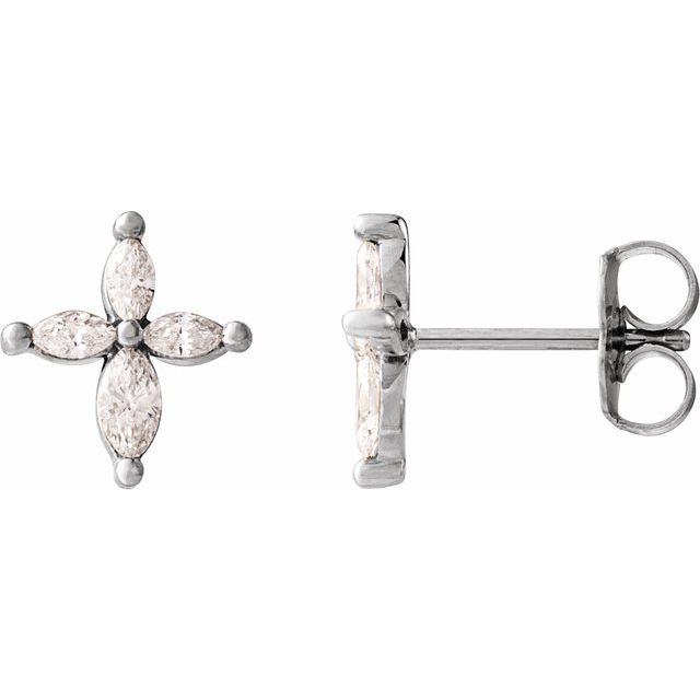 Platinum 1/3 CTW Natural Diamond Cross Earrings 