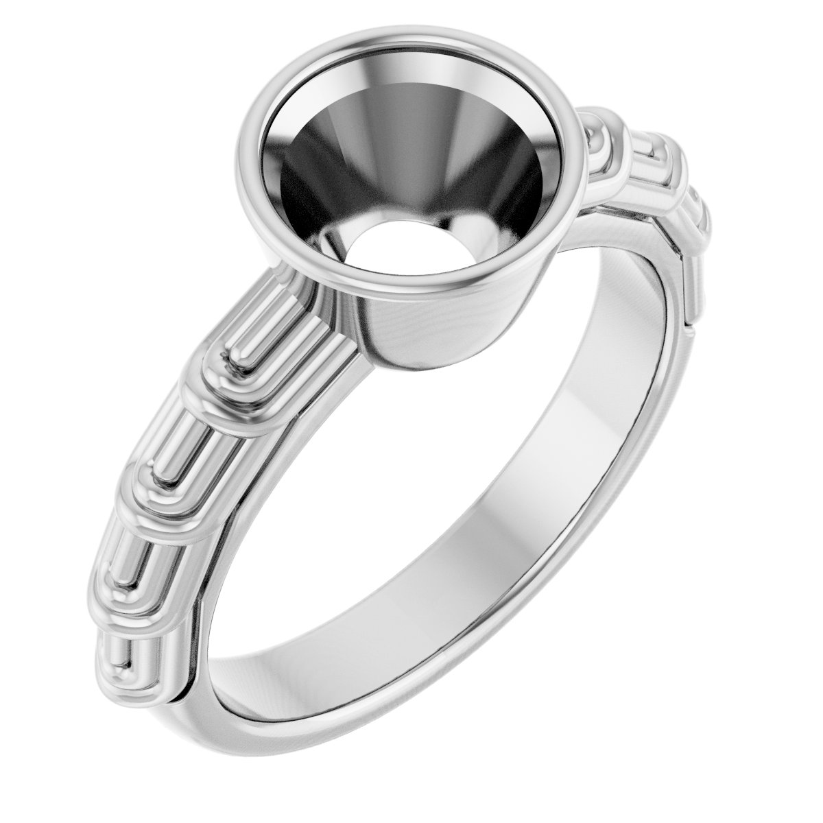 Bezel-Set Solitaire Engagement Ring or Band