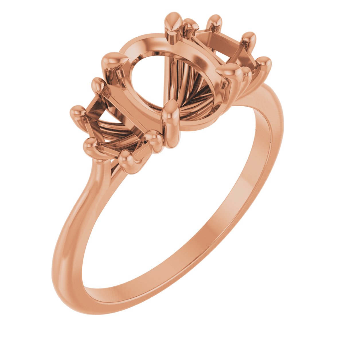 Claw-Prong Three-Stone Engagement Ring or Band