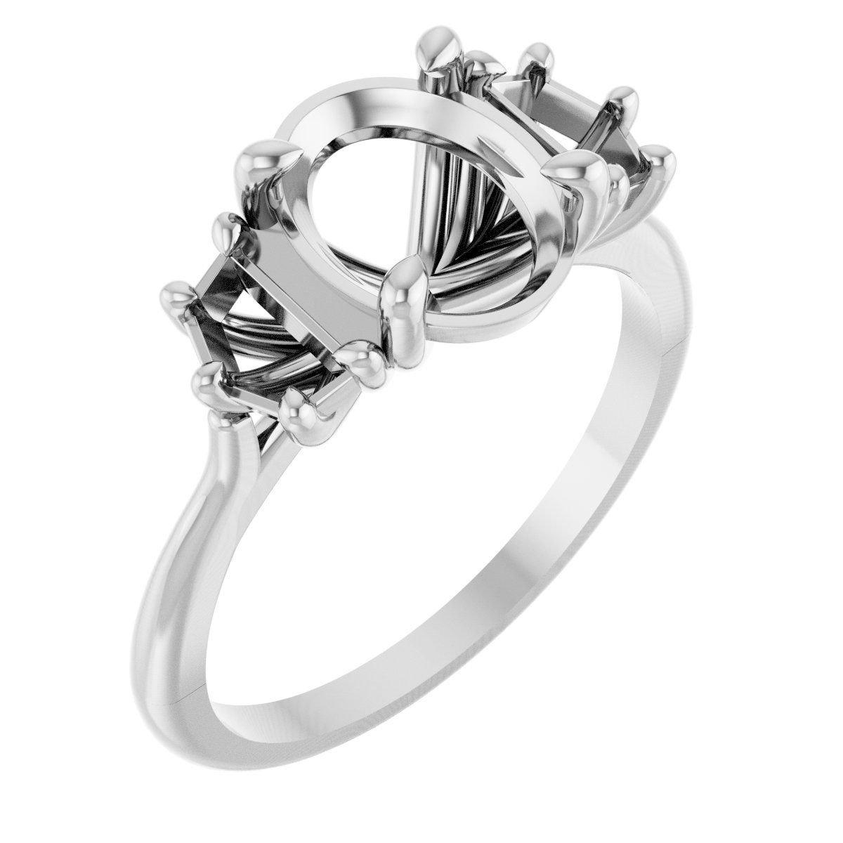 Claw-Prong Three-Stone Engagement Ring or Band