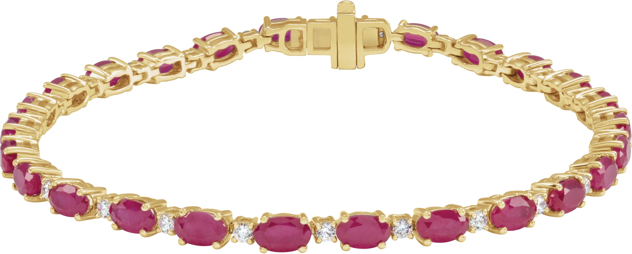 14K Gold Lab Grown Ruby and 0.63 CTW Lab Grown Diamond Line 7 inch Bracelet