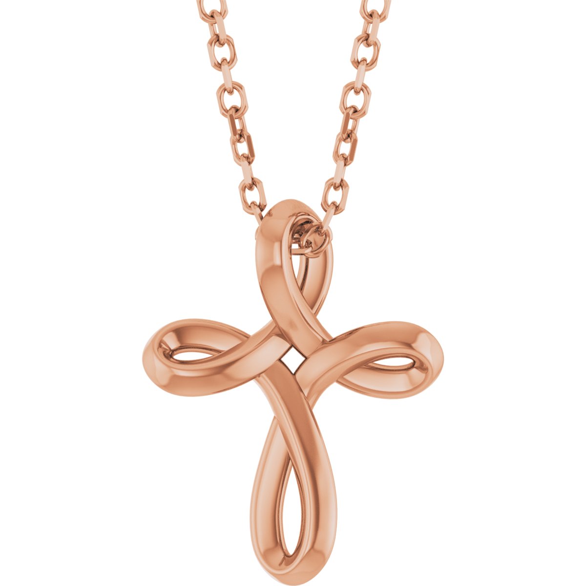 14K Rose Freeform Cross 16 18 inch Necklace Ref 22391950