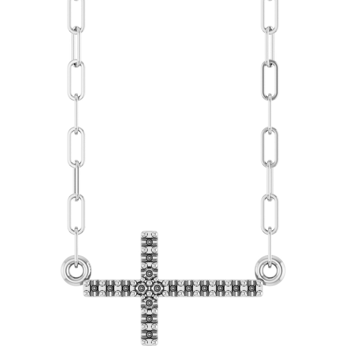 Accented Sideways Cross Necklace